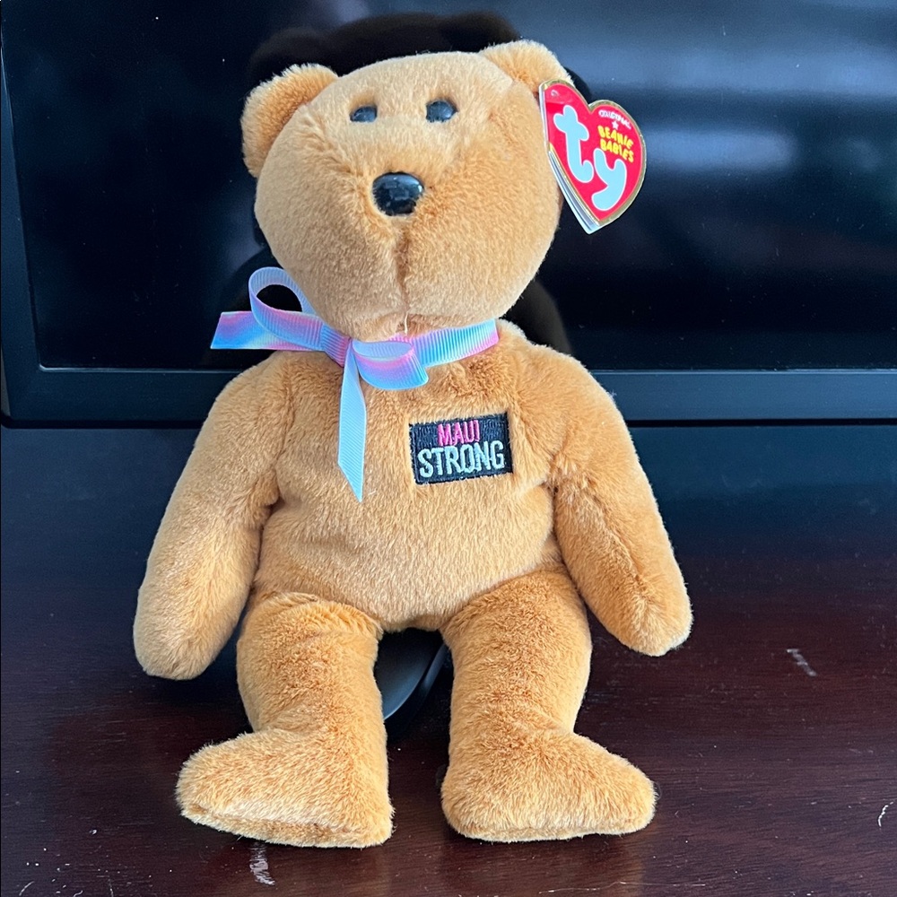 Ty Plush Bear - Brown with Pastel Ribbon